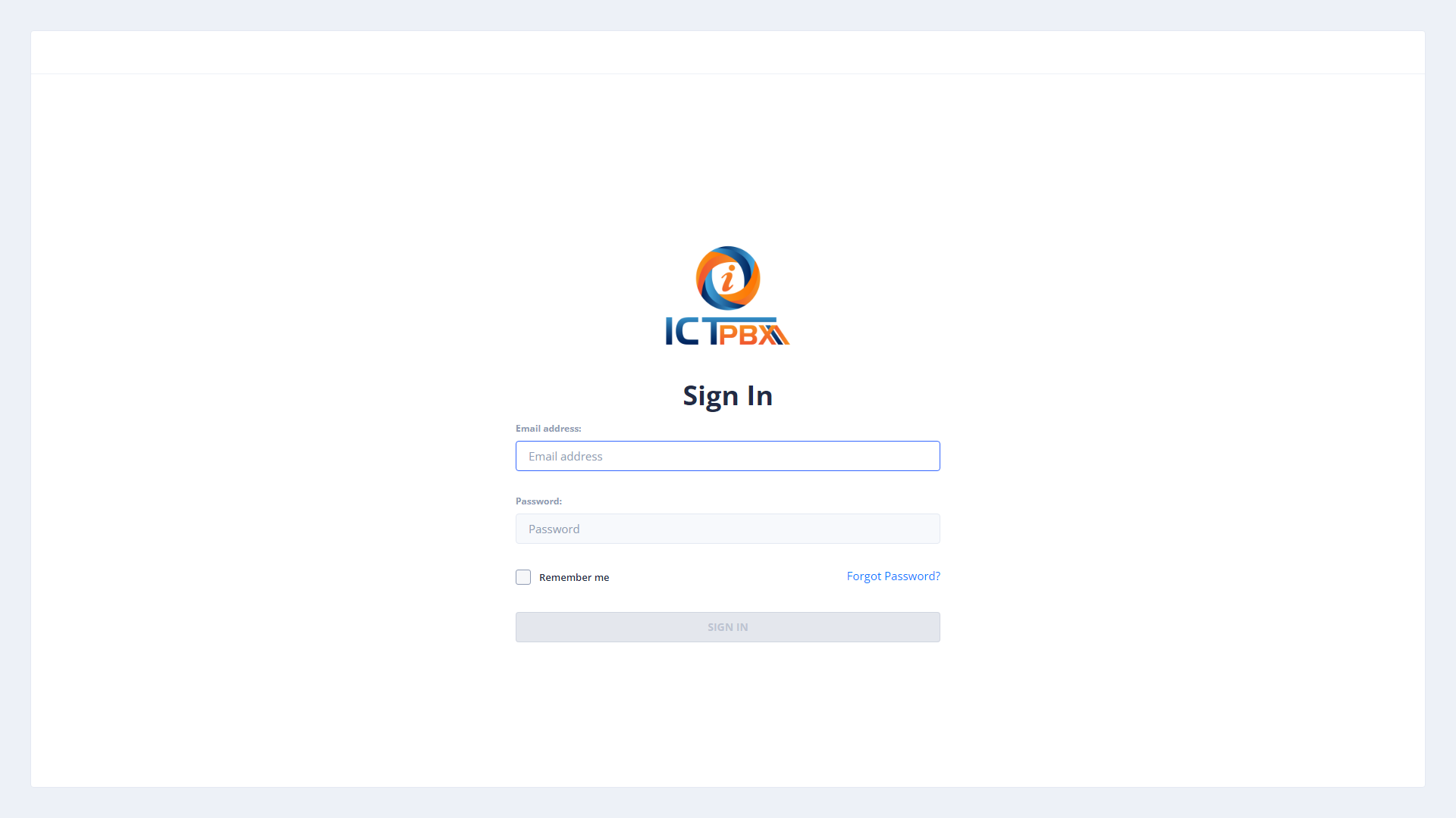 ICTPBX login page
