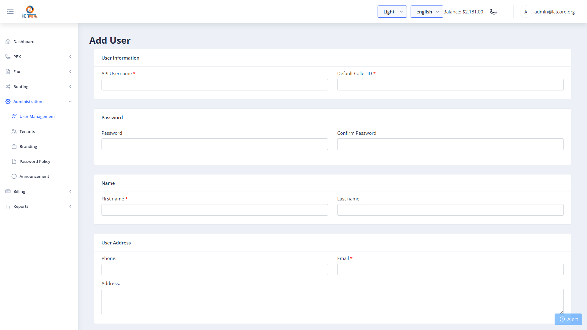 New User Form