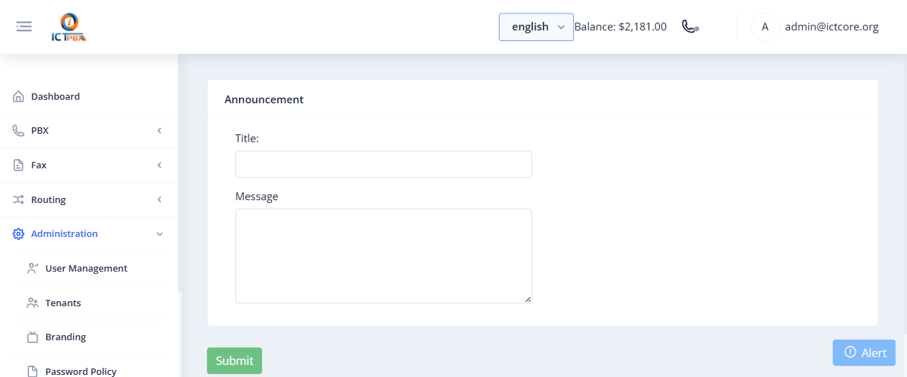 ICTPBX announcements list