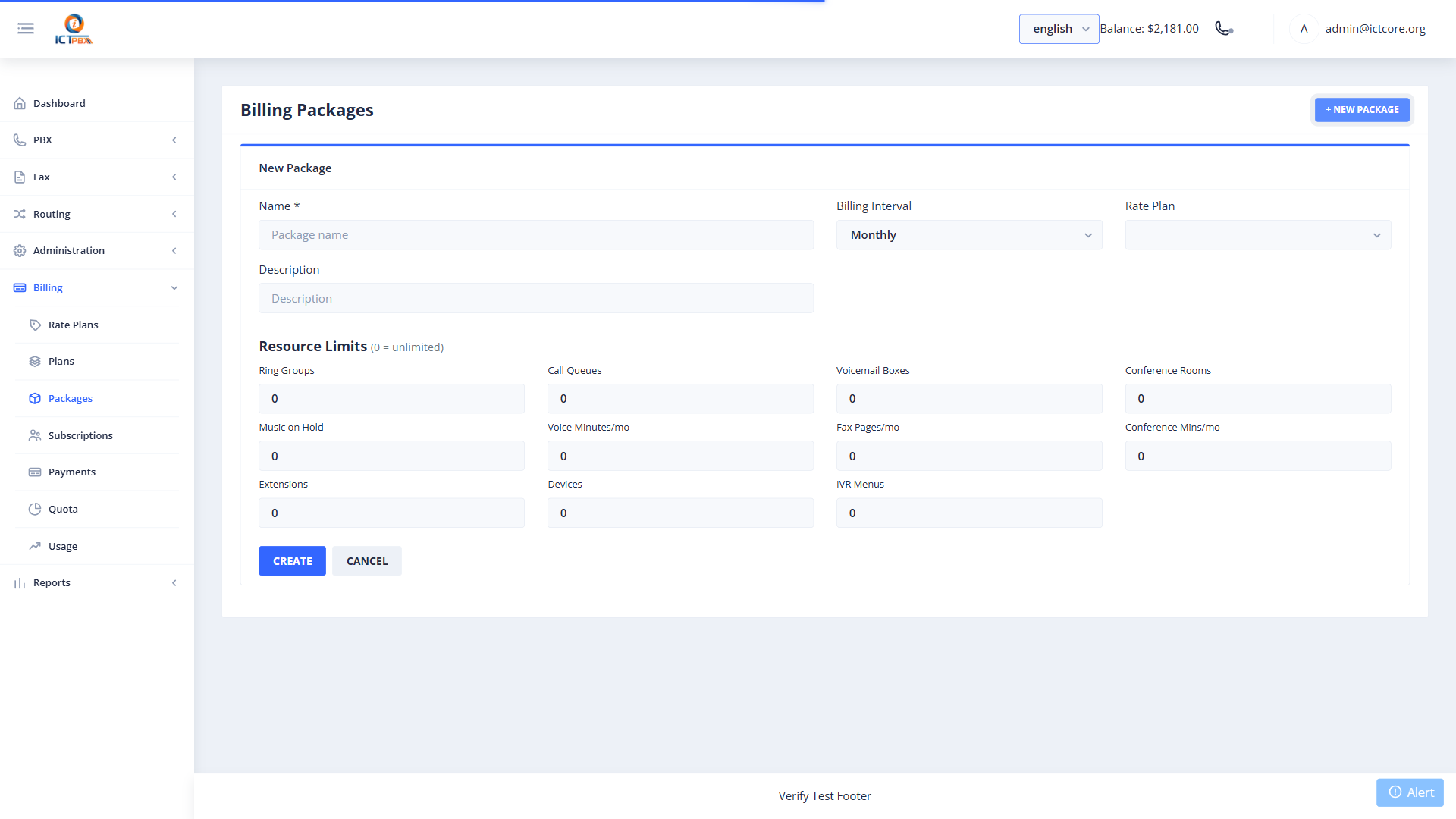 New Package Form