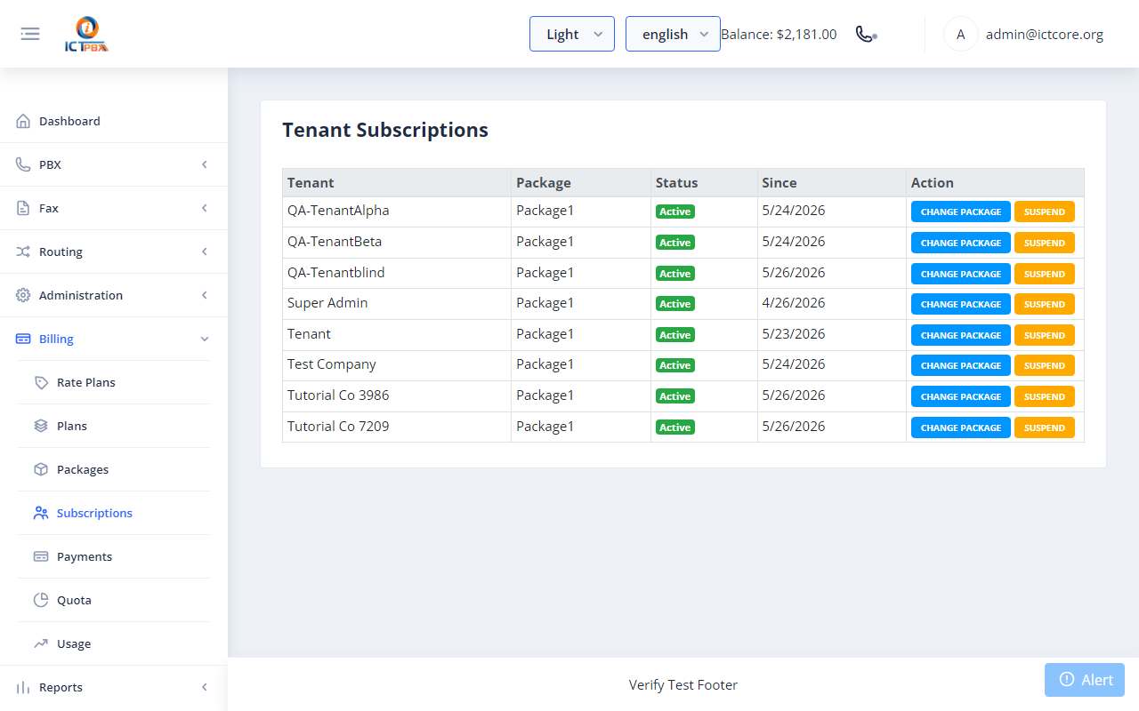 Subscriptions List