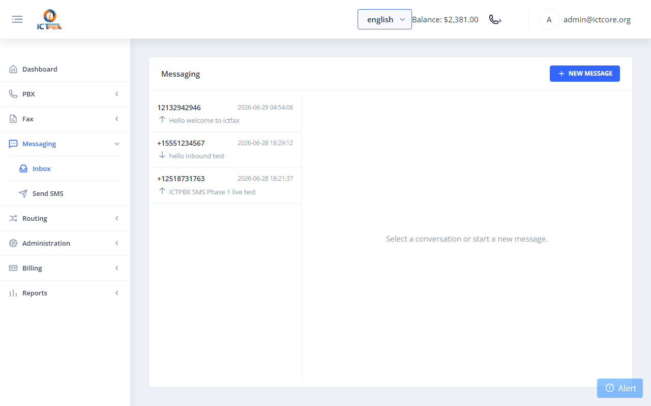 Messaging inbox